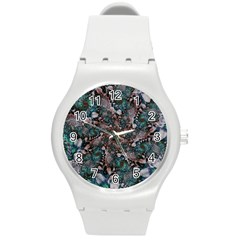 Art Artwork Fractal Digital Art Floral Round Plastic Sport Watch (m) by Pakrebo