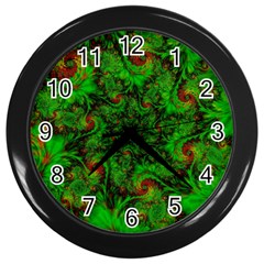 Art Artwork Fractal Digital Art Green Wall Clock (black) by Pakrebo