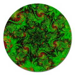 Art Artwork Fractal Digital Art Green Magnet 5  (round) by Pakrebo