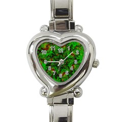 Art Artwork Fractal Digital Art Green Heart Italian Charm Watch by Pakrebo