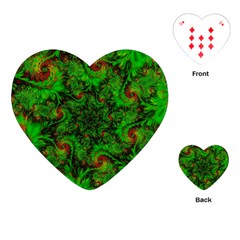 Art Artwork Fractal Digital Art Green Playing Cards Single Design (heart) by Pakrebo