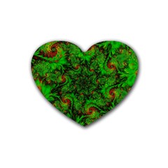 Art Artwork Fractal Digital Art Green Heart Coaster (4 Pack)  by Pakrebo