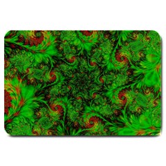 Art Artwork Fractal Digital Art Green Large Doormat  by Pakrebo