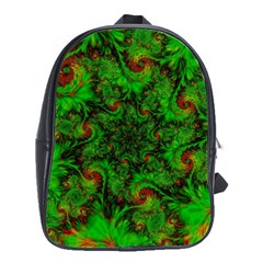 Art Artwork Fractal Digital Art Green School Bag (large) by Pakrebo