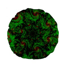 Art Artwork Fractal Digital Art Green Standard 15  Premium Round Cushions by Pakrebo