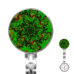 Art Artwork Fractal Digital Art Green Stainless Steel Nurses Watch