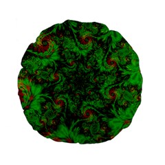 Art Artwork Fractal Digital Art Green Standard 15  Premium Flano Round Cushions by Pakrebo