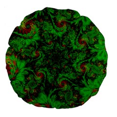 Art Artwork Fractal Digital Art Green Large 18  Premium Flano Round Cushions by Pakrebo