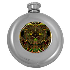 Fractal Art Artwork Design Round Hip Flask (5 Oz) by Pakrebo