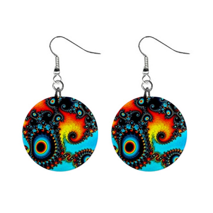 Artwork Fractal Digital Art Mini Button Earrings