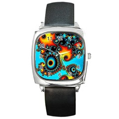 Artwork Fractal Digital Art Square Metal Watch by Pakrebo