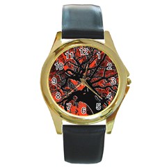 Into The Forest 6 Round Gold Metal Watch by impacteesstreetweartwo