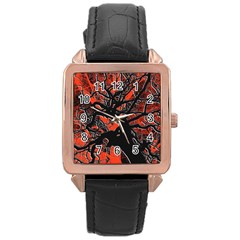 Into The Forest 6 Rose Gold Leather Watch  by impacteesstreetweartwo