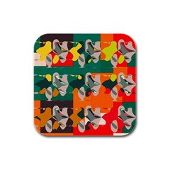 Retro Colors Texture                      Rubber Square Coaster (4 Pack by LalyLauraFLM