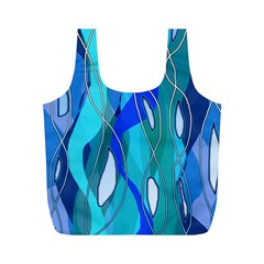 Wavy Blue Full Print Recycle Bag (m) by bloomingvinedesign