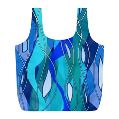 Wavy Blue Full Print Recycle Bag (l) by bloomingvinedesign