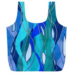 Wavy Blue Full Print Recycle Bag (xl) by bloomingvinedesign