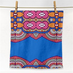 Shapes On A Blue Background                      Face Towel by LalyLauraFLM