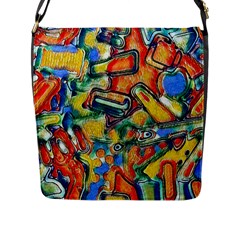 Colorful Painted Shapes                      Flap Closure Messenger Bag (l) by LalyLauraFLM