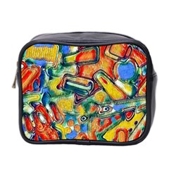 Colorful Painted Shapes                      Mini Toiletries Bag (two Sides) by LalyLauraFLM