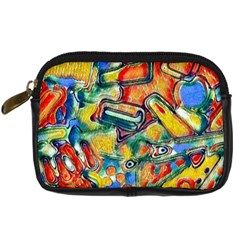 Colorful Painted Shapes                      Digital Camera Leather Case by LalyLauraFLM