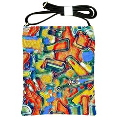 Colorful Painted Shapes                      Shoulder Sling Bag by LalyLauraFLM