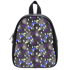 Rain And Umbrellas School Bag (small) by bloomingvinedesign