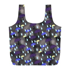 Rain And Umbrellas Full Print Recycle Bag (l) by bloomingvinedesign