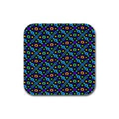 Have Fun Multicolored Text Pattern Rubber Square Coaster (4 pack) 