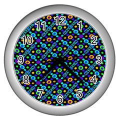 Have Fun Multicolored Text Pattern Wall Clock (Silver)