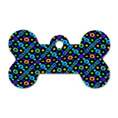 Have Fun Multicolored Text Pattern Dog Tag Bone (Two Sides)