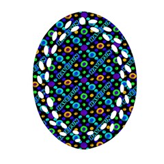 Have Fun Multicolored Text Pattern Ornament (Oval Filigree)