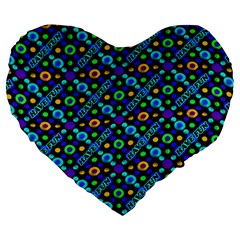 Have Fun Multicolored Text Pattern Large 19  Premium Flano Heart Shape Cushions