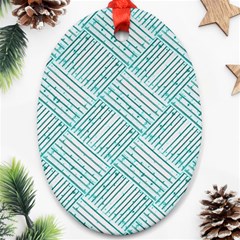 Wood Texture Diagonal Pastel Blue Ornament (oval) by Mariart