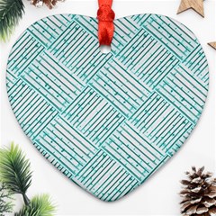 Wood Texture Diagonal Pastel Blue Ornament (heart) by Mariart