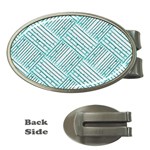 Wood Texture Diagonal Pastel Blue Money Clips (Oval)  Front