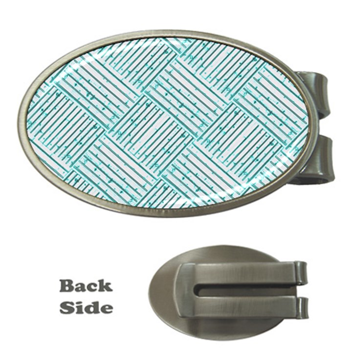 Wood Texture Diagonal Pastel Blue Money Clips (Oval) 