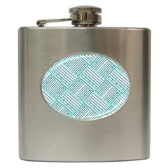 Wood Texture Diagonal Pastel Blue Hip Flask (6 Oz) by Mariart