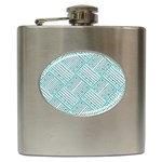 Wood Texture Diagonal Pastel Blue Hip Flask (6 oz) Front