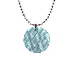 Wood Texture Diagonal Pastel Blue 1  Button Necklace