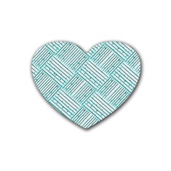 Wood Texture Diagonal Pastel Blue Rubber Coaster (heart)  by Mariart