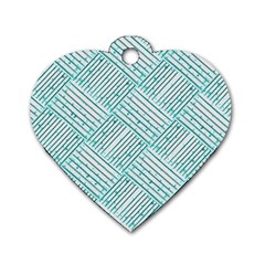 Wood Texture Diagonal Pastel Blue Dog Tag Heart (two Sides)