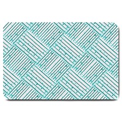 Wood Texture Diagonal Pastel Blue Large Doormat  by Mariart