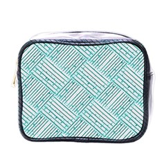 Wood Texture Diagonal Pastel Blue Mini Toiletries Bag (one Side) by Mariart