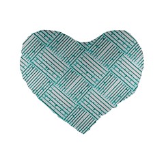 Wood Texture Diagonal Pastel Blue Standard 16  Premium Flano Heart Shape Cushions by Mariart