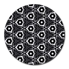 Black White Pattern Round Mousepads by Bajindul