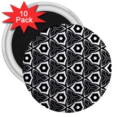 Black White Pattern 3  Magnets (10 Pack)  by Bajindul