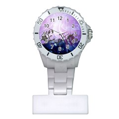 Elegant Floral Design Plastic Nurses Watch by FantasyWorld7