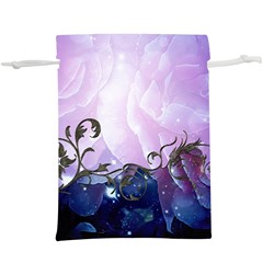 Elegant Floral Design  Lightweight Drawstring Pouch (xl)