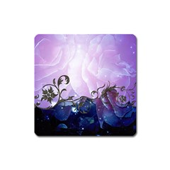 Elegant Floral Design Square Magnet by FantasyWorld7